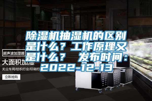 除濕機抽濕機的區(qū)別是什么？工作原理又是什么？ 發(fā)布時間：2022-12-13